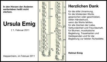 Traueranzeige von Ursula Emig  von Starkenburger Echo
