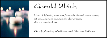 Traueranzeige von Gerald Ulrich von Odenwälder Echo