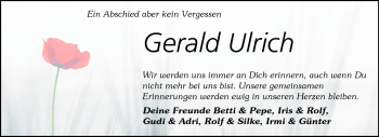 Traueranzeige von Gerald Ulrich von Odenwälder Echo