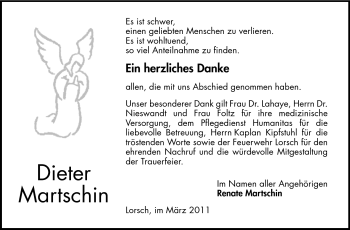 Traueranzeige von Dieter Martschin von Starkenburger Echo, Bergsträßer Anzeiger