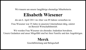 Traueranzeige von Kurt und Elisabeth Wiesener von Echo-Zeitungen (Gesamtausgabe)