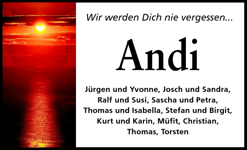  Traueranzeige für Andreas Bayer vom 12.04.2011 aus Starkenburger Echo, Bergsträßer Anzeiger