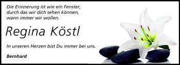 Traueranzeige von Regina Köstl von Starkenburger Echo, Bergsträßer Anzeiger