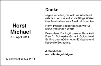 Traueranzeige von Horst Michael von Odenwälder Echo