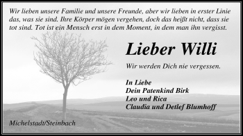 Traueranzeige von Willi Walther von Odenwälder Echo