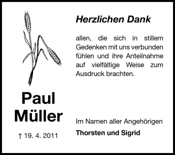 Traueranzeige von Paul Müller von Rüsselsheimer Echo, Groß-Gerauer-Echo, Ried Echo