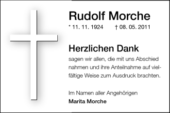 Traueranzeige von Rudolf Morche von Echo-Zeitungen (Gesamtausgabe)