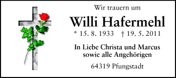 Traueranzeige von Willi Hafermehl von Echo-Zeitungen (Gesamtausgabe)