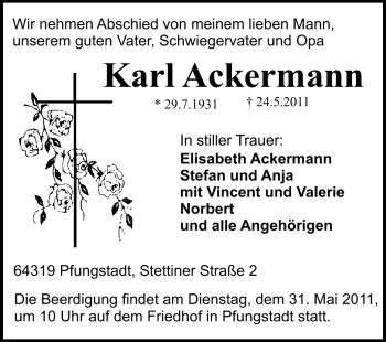 Traueranzeige von Karl Ackermann von Echo-Zeitungen (Gesamtausgabe)
