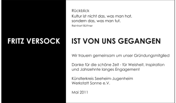 Traueranzeige von Fritz Versock von Darmstädter Echo, Odenwälder Echo, Rüsselsheimer Echo, Groß-Gerauer-Echo, Ried Echo