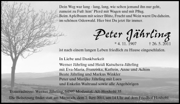 Traueranzeige von Peter Jährling von Echo-Zeitungen (Gesamtausgabe)