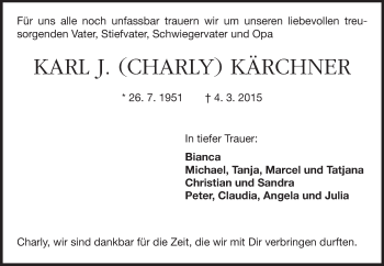 Traueranzeige von Karl J. Kärchner von Echo-Zeitungen (Gesamtausgabe)