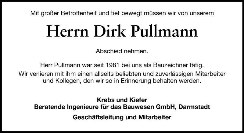  Traueranzeige für Dirk Pullmann vom 08.06.2011 aus Echo-Zeitungen (Gesamtausgabe)