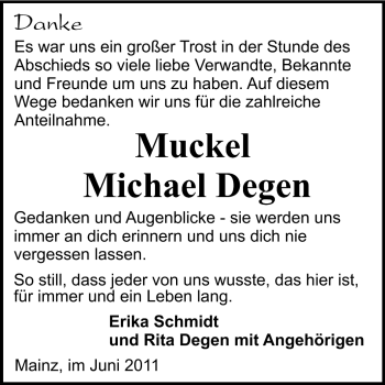 Traueranzeige von Michael Degen von Echo-Zeitungen (Gesamtausgabe)