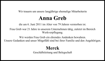 Traueranzeige von Anna Greb von Echo-Zeitungen (Gesamtausgabe)