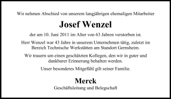 Traueranzeige von Josef Wenzel von Rüsselsheimer Echo, Groß-Gerauer-Echo, Ried Echo
