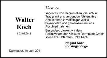 Traueranzeige von Walter Koch von Echo-Zeitungen (Gesamtausgabe)