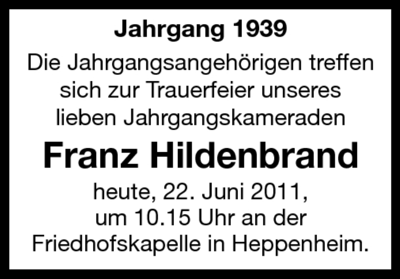  Traueranzeige für Valentin Noe vom 22.06.2011 aus Starkenburger Echo