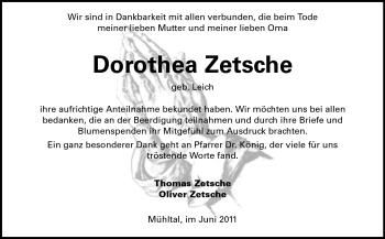 Traueranzeige von Dorothea Zetsche von Darmstädter Echo, Odenwälder Echo, Rüsselsheimer Echo, Groß-Gerauer-Echo, Ried Echo
