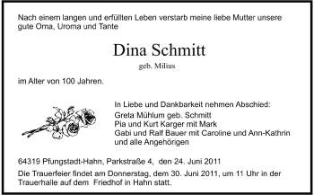 Traueranzeige von Dina Schmitt von Echo-Zeitungen (Gesamtausgabe)