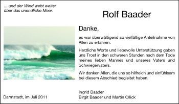 Traueranzeige von Rolf Baader von Echo-Zeitungen (Gesamtausgabe)