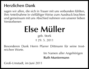 Traueranzeige von Else Müller von Echo-Zeitungen (Gesamtausgabe)
