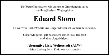 Traueranzeige von Eduard Storm von Echo-Zeitungen (Gesamtausgabe)