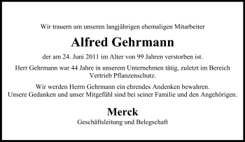 Traueranzeige von Alfred Gehrmann von Echo-Zeitungen (Gesamtausgabe)