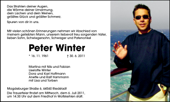 Traueranzeige von Peter Winter von Rüsselsheimer Echo, Groß-Gerauer-Echo, Ried Echo