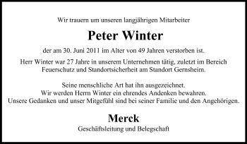 Traueranzeige von Peter Winter von Rüsselsheimer Echo, Groß-Gerauer-Echo, Ried Echo