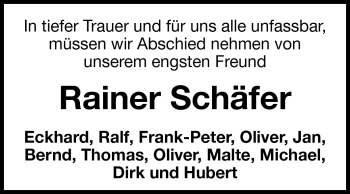 Traueranzeige von Rainer Schäfer von Echo-Zeitungen (Gesamtausgabe)