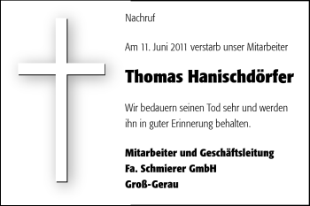 Traueranzeige von Thomas Hanischdörfer von Rüsselsheimer Echo, Groß-Gerauer-Echo, Ried Echo