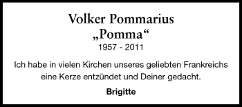 Traueranzeige von Volker Pommarius von Echo-Zeitungen (Gesamtausgabe)
