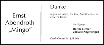 Traueranzeige von Ernst Abendroth von Rüsselsheimer Echo, Groß-Gerauer-Echo, Ried Echo