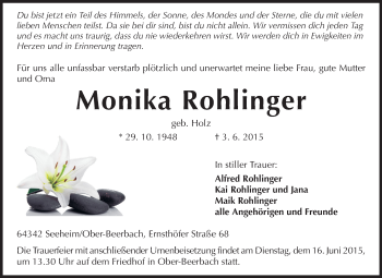 Traueranzeige von Monika Rohlinger von Echo-Zeitungen (Gesamtausgabe)