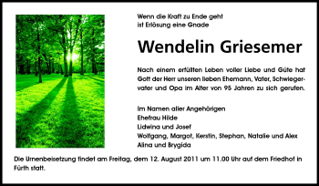 Traueranzeige von Wendelin Griesemer von Starkenburger Echo