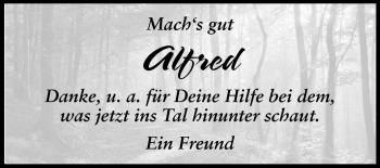 Traueranzeige von Alfred  von Darmstädter Echo, Odenwälder Echo, Rüsselsheimer Echo, Groß-Gerauer-Echo, Ried Echo