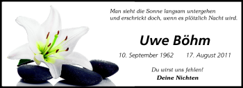 Traueranzeige von Uwe Böhm von Rüsselsheimer Echo, Groß-Gerauer-Echo, Ried Echo