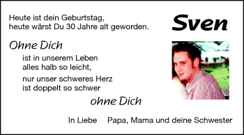 Traueranzeige von Sven  von Odenwälder Echo