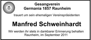 Traueranzeige von Manfred Schweinhardt von Rüsselsheimer Echo, Groß-Gerauer-Echo, Ried Echo