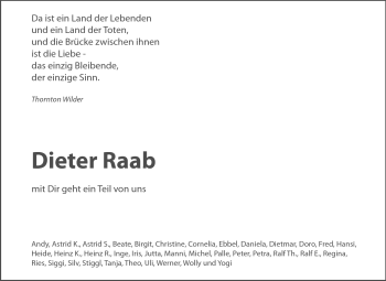 Traueranzeige von Dieter Raab von Echo-Zeitungen (Gesamtausgabe)