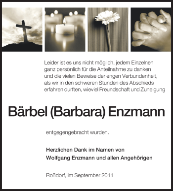 Traueranzeige von Bärbel Barbara Enzmann von Darmstädter Echo, Odenwälder Echo, Rüsselsheimer Echo, Groß-Gerauer-Echo, Ried Echo
