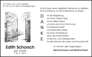 Traueranzeige von Edith Schorsch von Rüsselsheimer Echo, Groß-Gerauer-Echo, Ried Echo