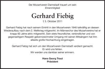Traueranzeige von Gerhard Fiebig von Darmstädter Echo, Odenwälder Echo, Rüsselsheimer Echo, Groß-Gerauer-Echo, Ried Echo