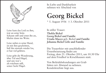 Traueranzeige von Georg Bickel von Starkenburger Echo