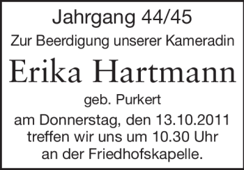 Traueranzeige von Erika  Hartmann von Starkenburger Echo
