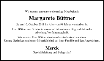 Traueranzeige von Margarete Büttner von Echo-Zeitungen (Gesamtausgabe)
