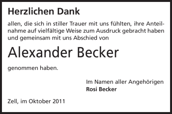 Traueranzeige von Alexander Becker von Odenwälder Echo