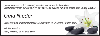 Traueranzeige von Maria Nieder von Echo-Zeitungen (Gesamtausgabe)