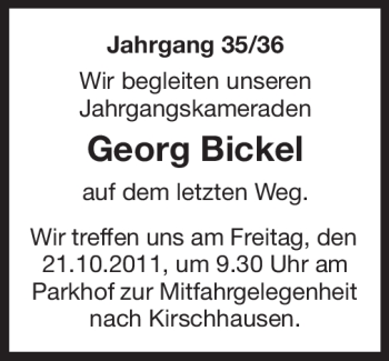 Traueranzeige von Georg Bickel von Starkenburger Echo